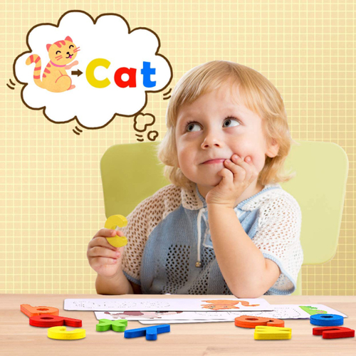 Joc educativ de ortografie ABC din lemn cu litere in limba engleza