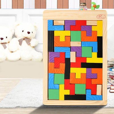 Joc educativ – Tetris din lemn 3D