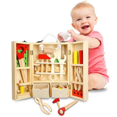 Trusa de scule din lemn Montessori cu 40 de accesorii