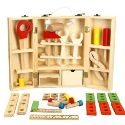 Trusa de scule din lemn Montessori cu 40 de accesorii