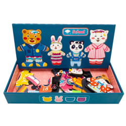Puzzle incastru din lemn cu magnet – Imbraca familia dragalasa