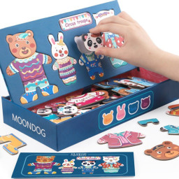 Puzzle incastru din lemn cu magnet – Imbraca familia dragalasa