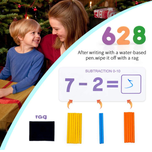 Joc educativ din lemn “Iubesc sa invat Matematica” in limba engleza