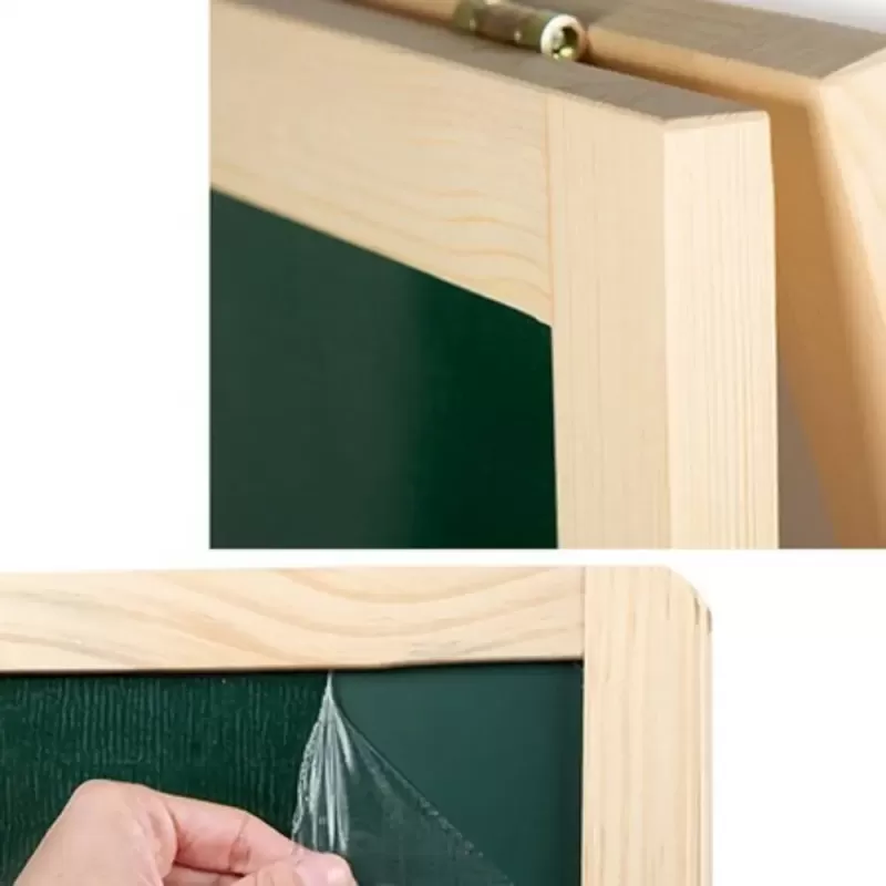 Tabla de scris din lemn, magnetica, cu doua fete, numaratoare, ceas si suport 81 x 41 cm