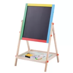 Tabla Magnetica cu Doua Fete si rotatie 360 grade, cu Litere, Cifre,Tetris si accesorii, 65 x 37 cm, din lemn