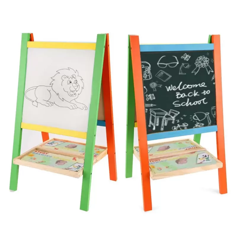 Tabla Magnetica cu Doua Fete, cu Litere, Cifre,Tetris si accesorii, 65 x 37 cm, din lemn