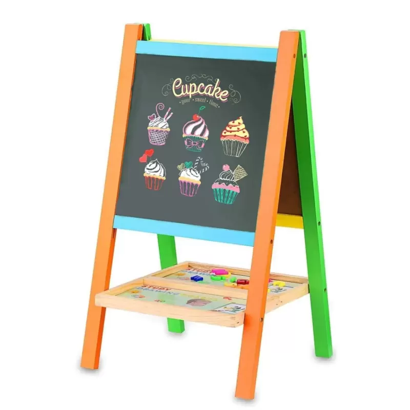 Tabla Magnetica cu Doua Fete, cu Litere, Cifre,Tetris si accesorii, 65 x 37 cm, din lemn