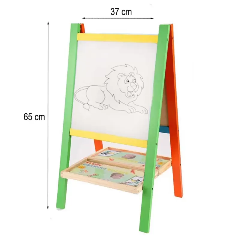 Tabla Magnetica cu Doua Fete, cu Litere, Cifre,Tetris si accesorii, 65 x 37 cm, din lemn