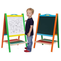 Tabla de scris din lemn, magnetica, cu doua fete, litere, cifre si suport 76 x 46 cm