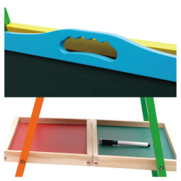 Tabla de scris din lemn, magnetica, cu doua fete, litere, cifre si suport 76 x 46 cm