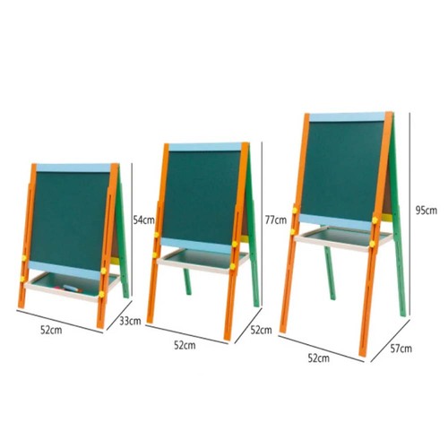 Tabla Magnetica cu Doua Fete, cu Litere, Cifre si accesorii, inaltime reglabila 54-77-95 cm, din lemn