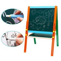 Tabla Magnetica cu Doua Fete, cu Litere, Cifre si accesorii, inaltime reglabila 54-77-95 cm, din lemn