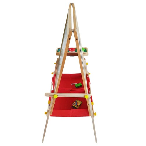 Tabla magnetica cu doua fete, litere, cifre, tetris si accesorii, pahare si 2 cosuri textile pentru depozitare 120x54cm, din lemn