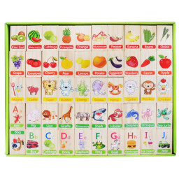 Domino in limba engleza - joc educativ , din lemn cu 100 piese