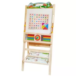 Tabla de scris din lemn, magnetica cu 2 fete, ceas, abac si accesorii, Natura