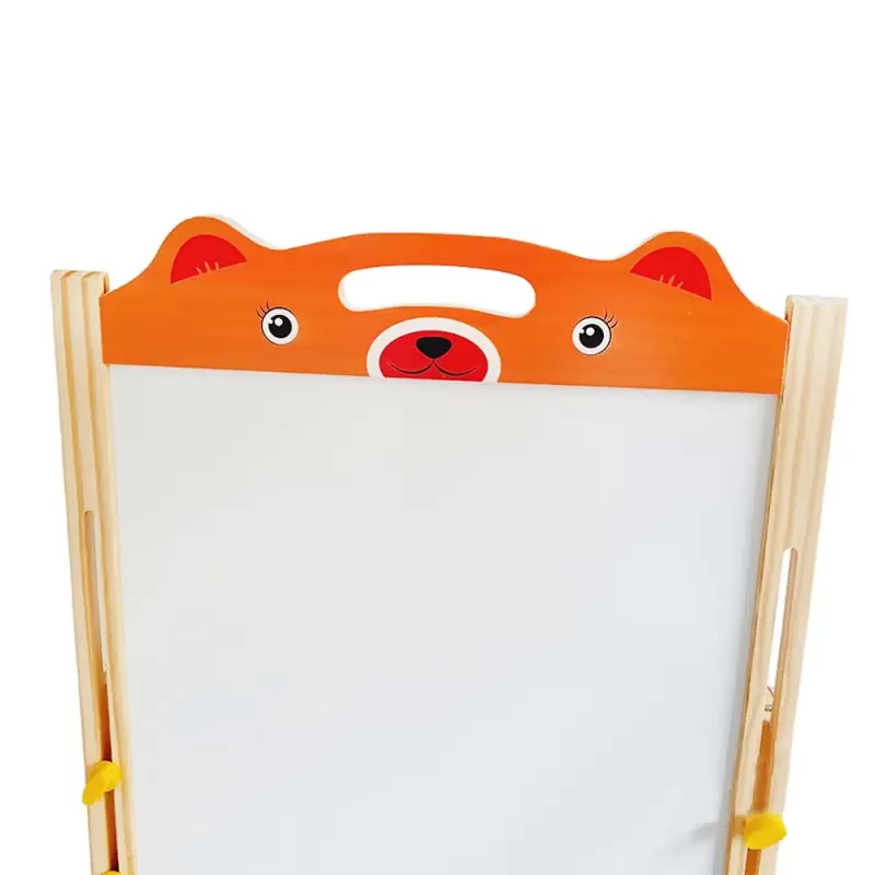 Tabla de scris din lemn, magnetica cu 2 fete, ceas, abac si accesorii, Ursulet