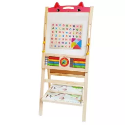 Tabla de scris din lemn, magnetica cu 2 fete, ceas, abac si accesorii, Vulpita