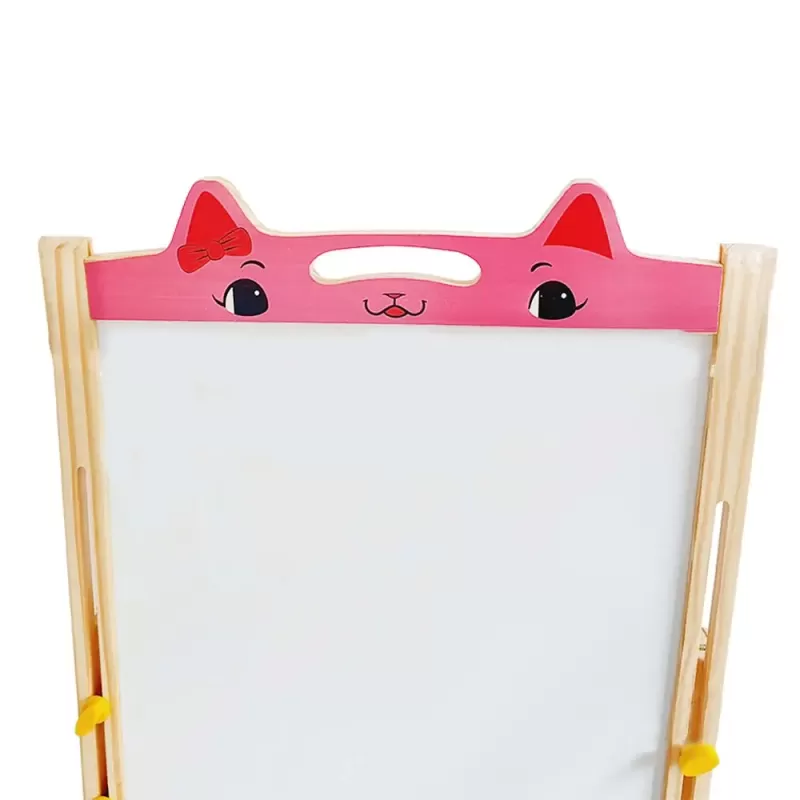 Tabla de scris din lemn, magnetica cu 2 fete, ceas, abac si accesorii, Vulpita