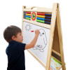 Tabla magnetica cu doua fete, litere, cifre si accesorii, inaltime reglabila 105-115-140 cm, din lemn