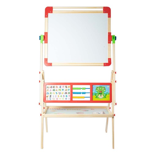 Tabla magnetica multifunctionala cu ceas, abac, alfabet si accesorii, din lemn, 125 x 68 cm