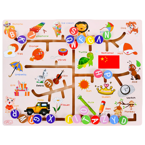 Labirint Montessori din lemn cu litere