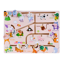 Labirint Montessori din lemn cu animale