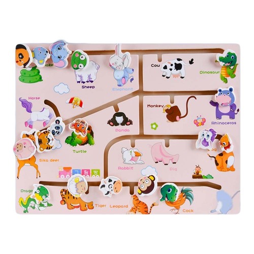 Labirint Montessori din lemn cu animale