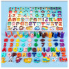 Joc lemn 6 in 1 Montessori cu logaritmic cu stivuire piese, litere, cifre, mijloace de transport, forme geometrice si pescuit magnetic