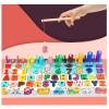 Joc lemn 6 in 1 Montessori cu logaritmic cu stivuire piese, litere, cifre, mijloace de transport, forme geometrice si pescuit magnetic