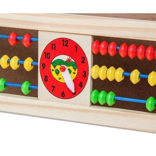 Tabla multifunctionala dubla din lemn, 90x45cm cu 2 fete + ceas, abacus set creta colorata si buretel