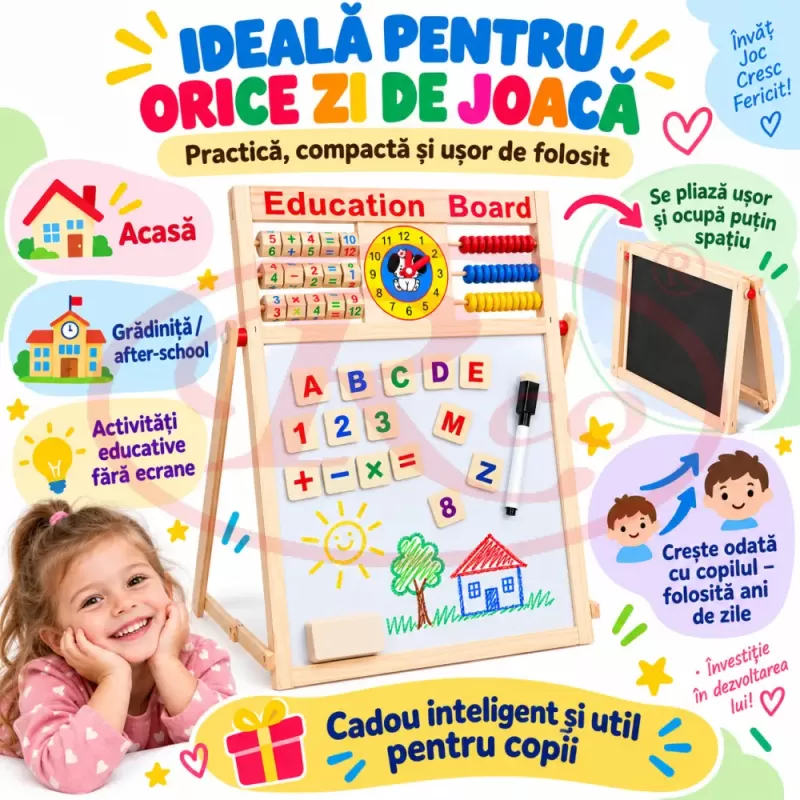 Set pentru scris, desen, alfabet, matematica si invatarea orei