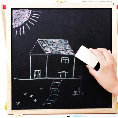 Set Tabla Multifunctionala RCO 5 in 1, Magnetica cu 2 fete Scris si Desenat, Litere si Cifre magnetice, Abac, Ceas analog, Set Creta Colorata, Marker, Burete, Rama din Lemn, 44×32×1.5 cm