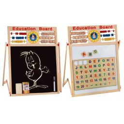 Set Tabla Multifunctionala RCO 5 in 1, Magnetica cu 2 fete Scris si Desenat, Litere si Cifre magnetice, Abac, Ceas analog, Set Creta Colorata, Marker, Burete, Rama din Lemn, 44×32×1.5 cm