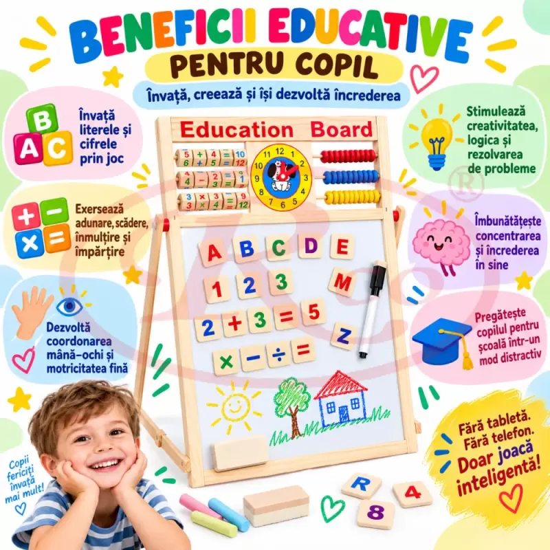 Set pentru scris, desen, alfabet, matematica si invatarea orei