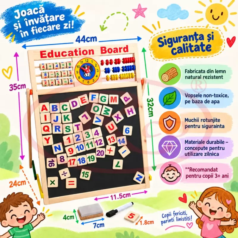 Set pentru scris, desen, alfabet, matematica si invatarea orei