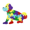 Puzzle 3D din lemn, caine, 26 piese, cu litere si cifre