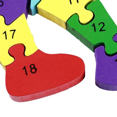 Puzzle 3D din lemn, caine, 26 piese, cu litere si cifre