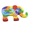 Puzzle 3D din lemn, elefant, 26 piese, cu litere si cifre