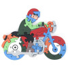 Puzzle 3D din lemn, motocicleta, 26 piese, cu litere si cifre