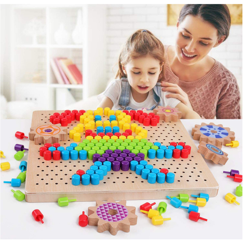 Jocul mozaic din lemn cu pioneze