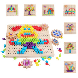 Jocul mozaic din lemn cu pioneze