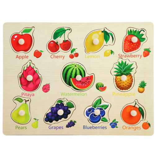 Puzzle lemn, tablita incastru, fructe, 11 piese