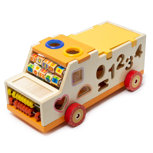 Jucarie din lemn educativa, centru de activitati vehicul
