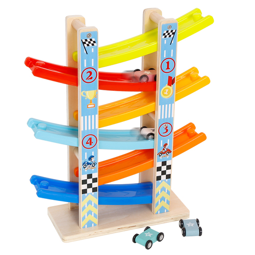 Pista cu masinute din lemn - Circuit cu 6 piste