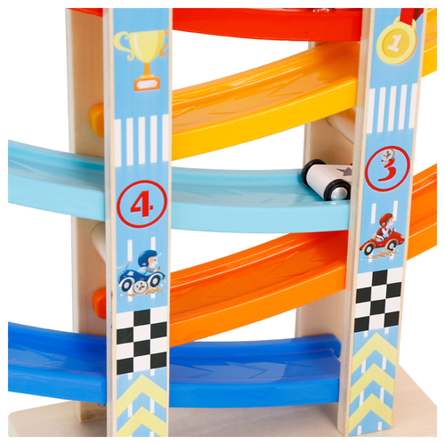 Pista cu masinute din lemn - Circuit cu 6 piste