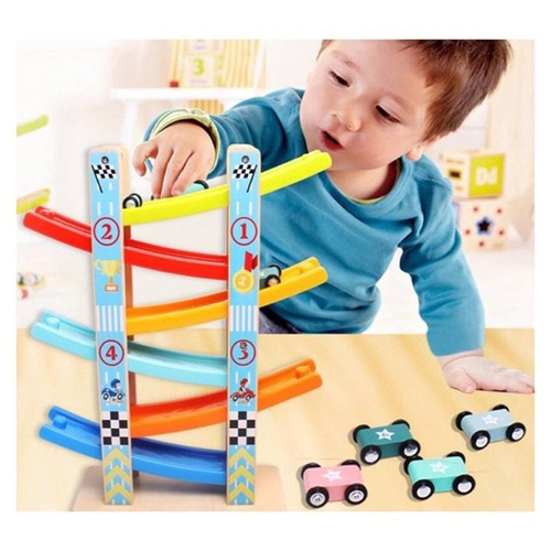 Pista cu masinute din lemn - Circuit cu 6 piste