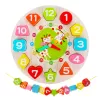 Jucarie 3 in 1 Ceas, Puzzle si Joc de snuruit din lemn