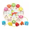 Jucarie 3 in 1 Ceas, Puzzle si Joc de snuruit din lemn