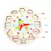 Jucarie 3 in 1 Ceas, Puzzle si Joc de snuruit din lemn