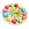 Jucarie 3 in 1 Ceas, Puzzle si Joc de snuruit din lemn